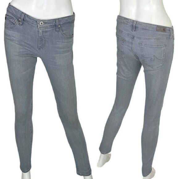 Adriano Goldschmied The Legging Ankle Light Gray Denim Super Skinny Jeans 28R - Picture 1 of 11